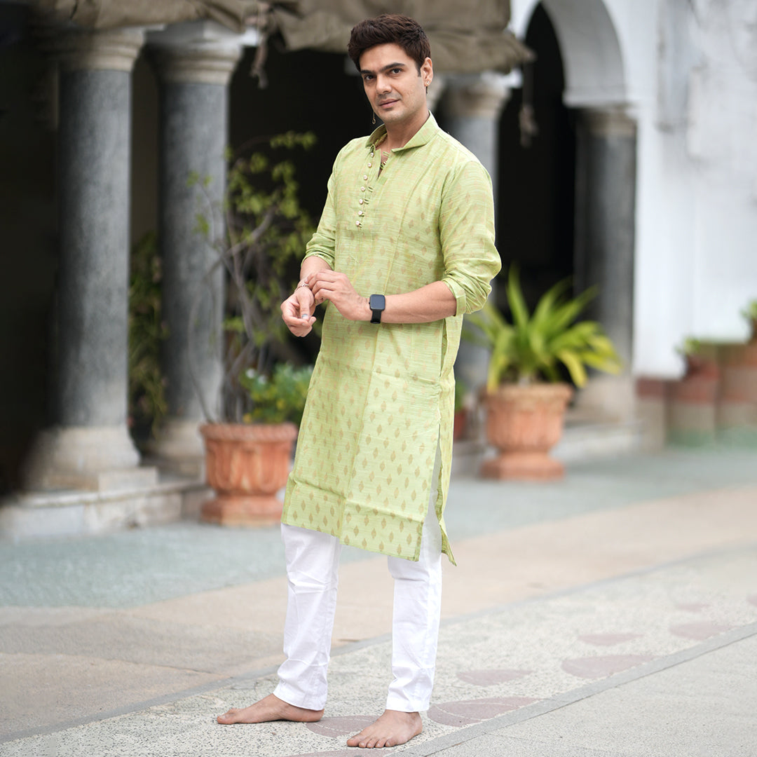 Chanderi Silk Lime Green Kurta