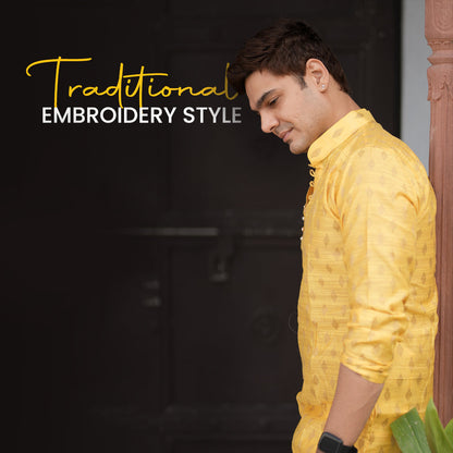 Chanderi Silk Yellow Kurta