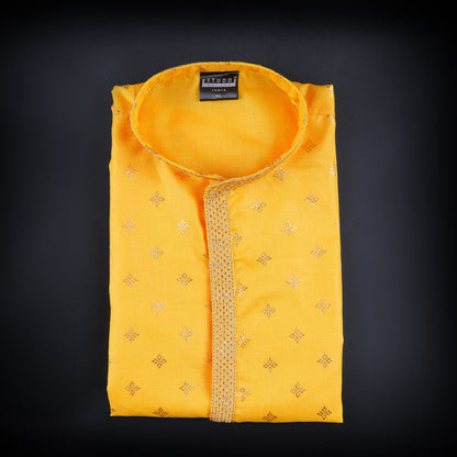 Yellow Block Print Kurta