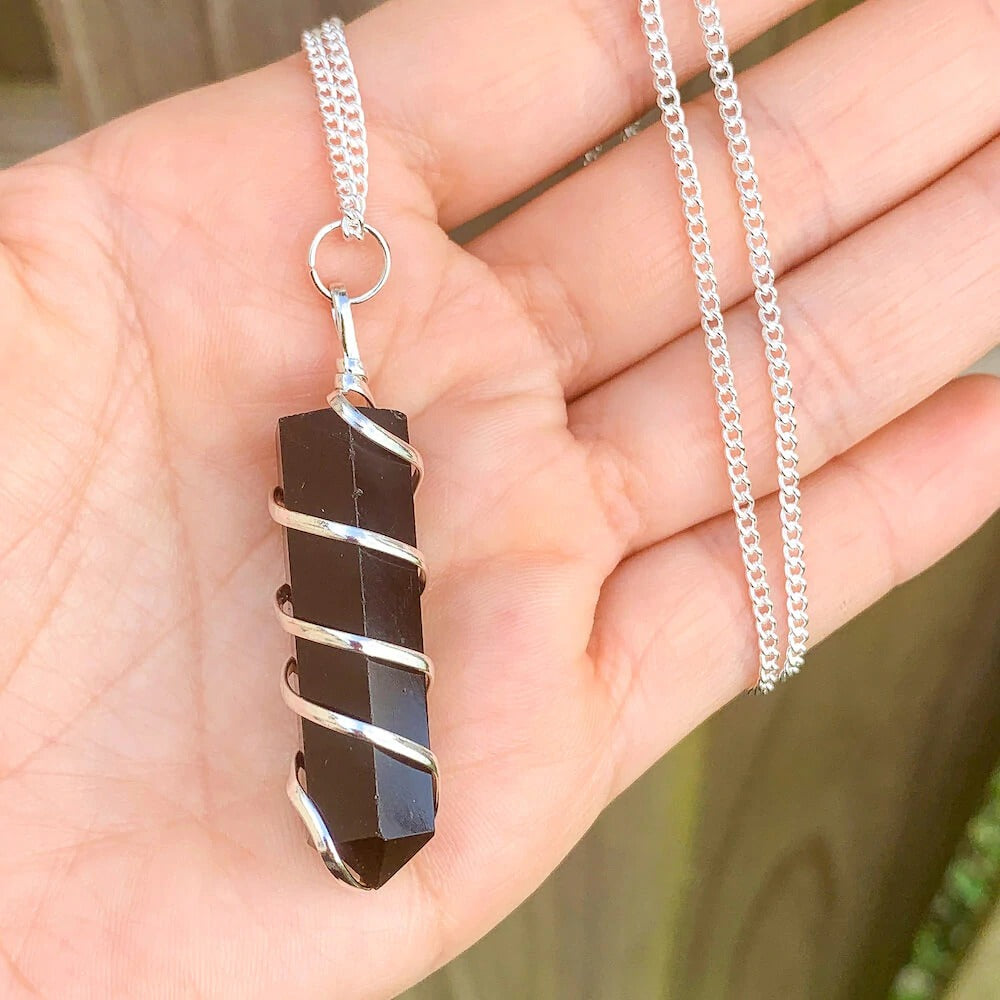 black obsidian crystal (wearable pendant without chain)