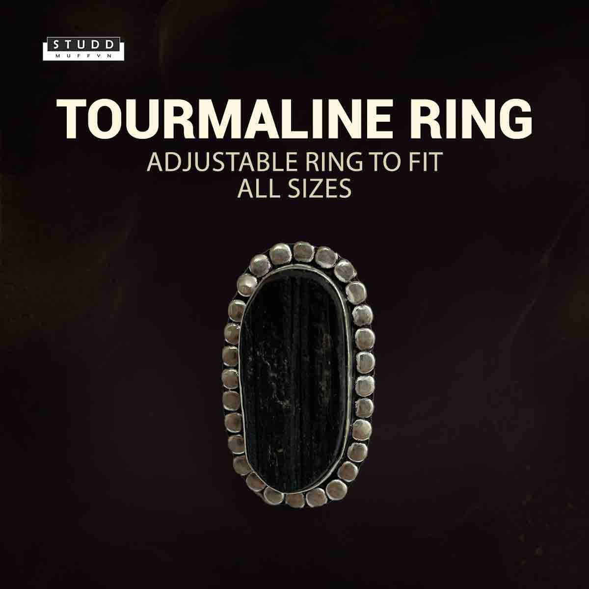 Black Tourmaline Adjustable Ring