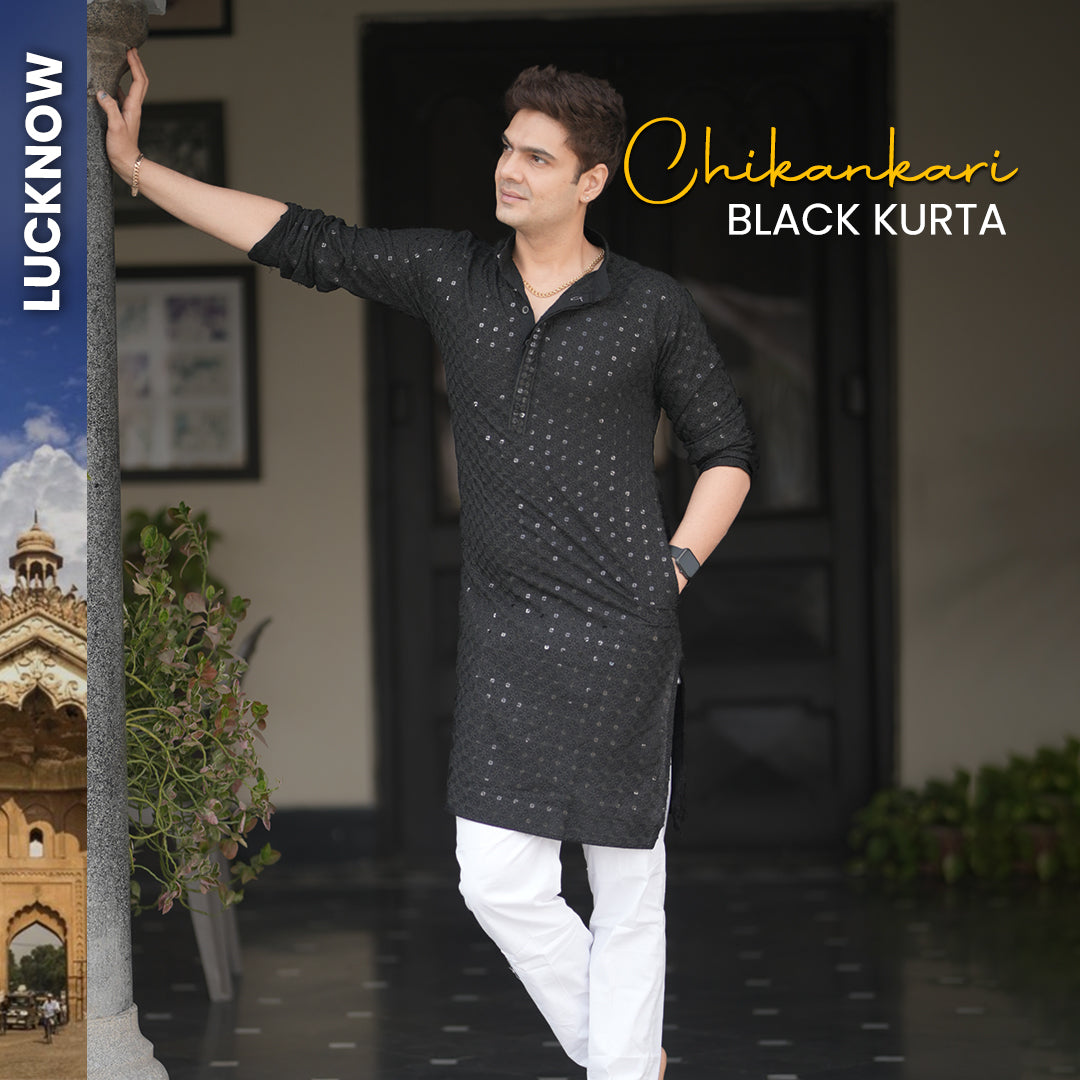 Black Chikankari Kurta