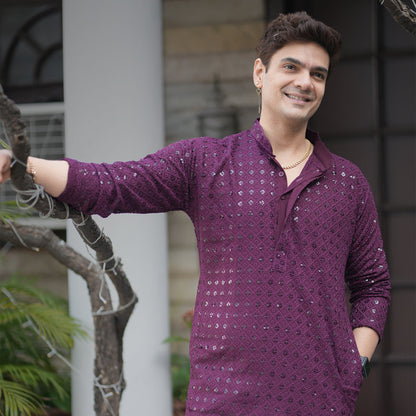 Purple Chikankari Kurta